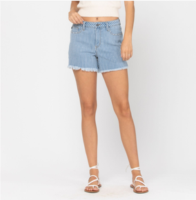 473 Judy Blue Stripe Cut OFF Shorts