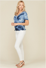 516 Tie Dye Smock Waist Top