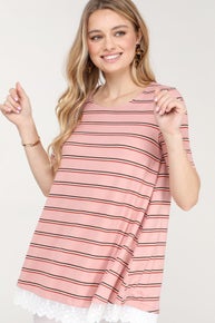 797 Bottom Lace Short Sleeve Top