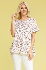 799 Round Neck Shirring Top