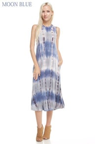 816 Sleeveless Tie Dye Midi Dress