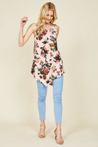 817 Sleeveless Sharkbite Hem Top