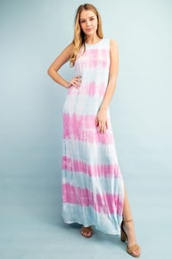 864 Jersey Sleeveless Tie Dye Maxi Dress