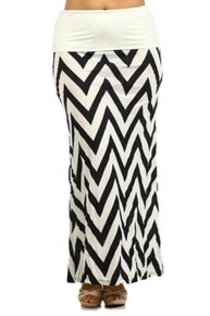 875 Chevron Print Maxi Skirt
