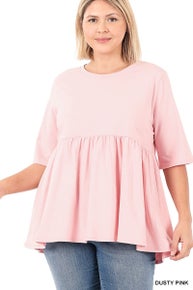 882 Half Sleeve Empire Waist Shirring Top