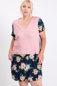 999 V Neck Floral Midi Dress