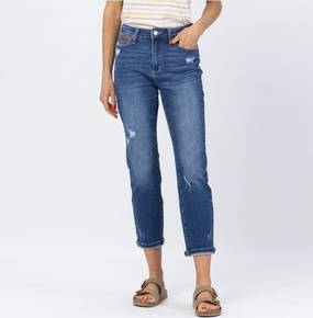 1016 Judy Blue Hi-Waist Rainbow Pocket Straight Leg Jeans