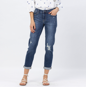 1018 Judy Blue Mid Rise Slim Fit Destroyed Jeans