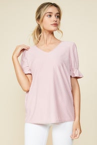 1030 Dot Lace Short Sleeve Top