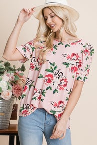 1034 Floral Short Sleeve with Unique Sleeves