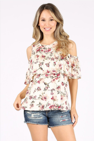 502 Flower Print Shoulder Top