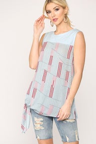 540 Sleeveless Top with Side Tie Detail