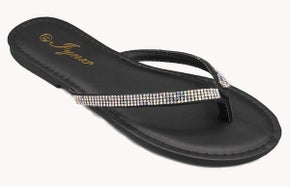 790 Black Rhinestone Womens Flip Flops