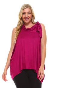 874 Asymmetric Hem Top with Draped Shoulder