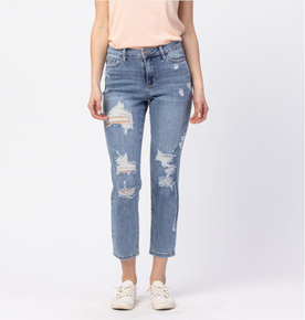 1011 Judy Blue Hi-Waisted Destroyed BF Fit Jeans