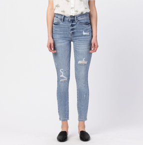 1017 Judy Blue Hi-Waist Destroyed Skinny Jeans