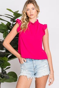 1035 Ruffle Lace Sleeveless Top