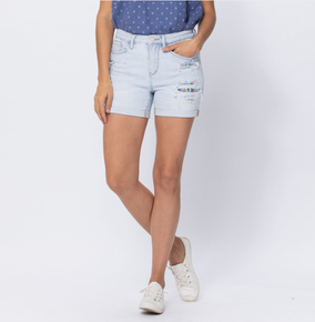 1042 Judy Blue Hi Rise Printed Lining Shorts