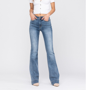 1046 Judy Blue Mid Rise Trouser Flare Jeans